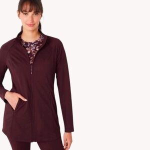 J Jill Fit Performance Shirttail Athleisure Stretch Full Zip Jacket Size XL